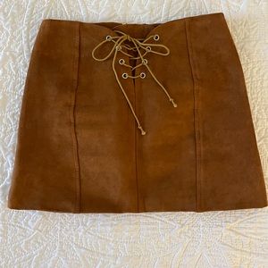 Suede mini skirt